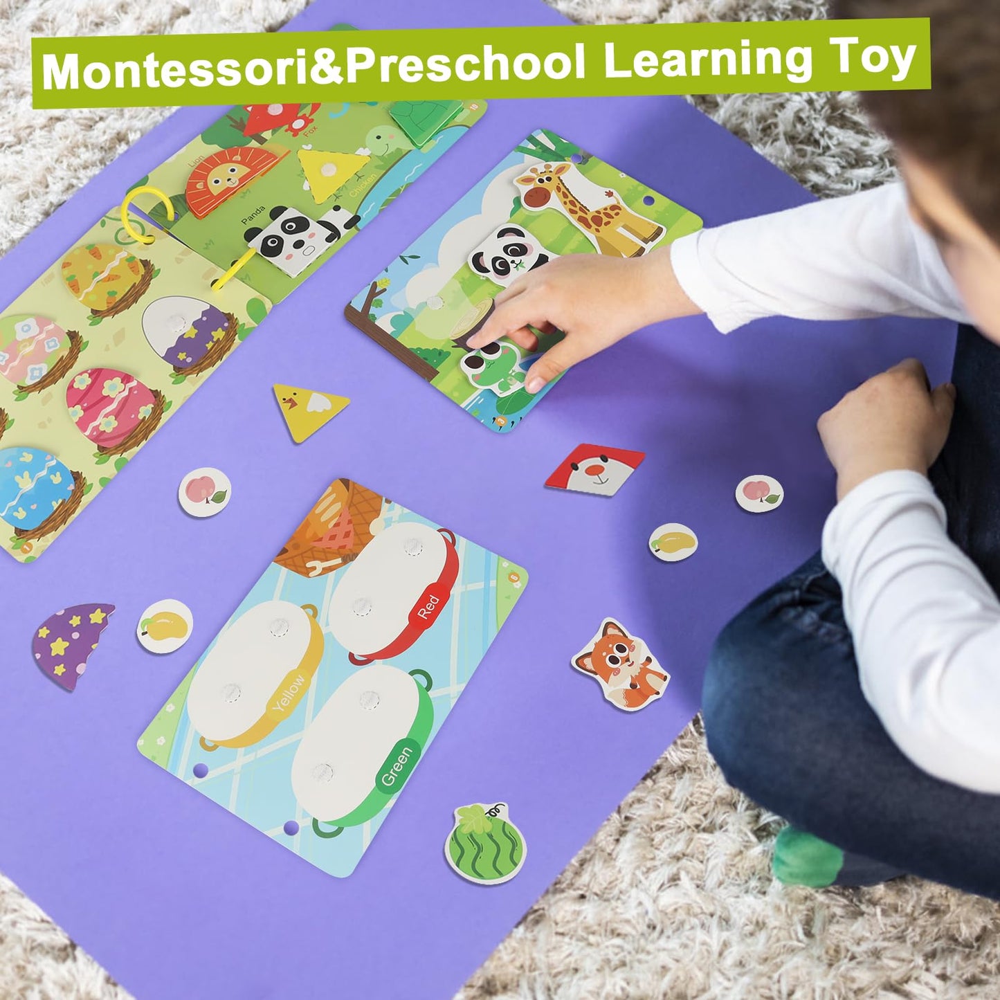 KUANGO Preschool Busy Book for Toddlers 3-5, 3 Pack Learning Activities, Educational Sensory Toys, Autism Learning Material, Back to School, Birthdays