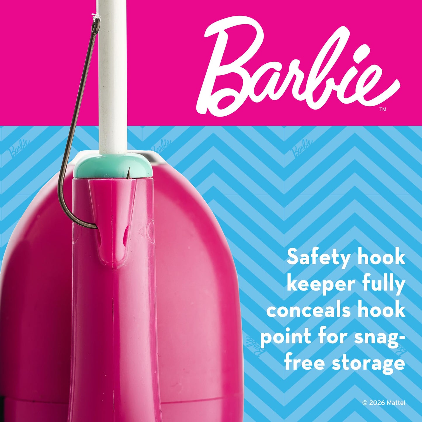 Shakespeare Mattel Barbie Kit 2'6" Spincast Combo for Kid, Gel-Tech Comfort Grip Handle, Safety Hook Keeper, Includes Practice Casting Plug