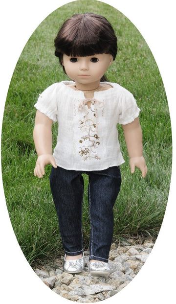Chic Jeans & Peasant Blouse - Fits 18" American Girl Dolls