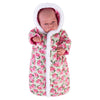 Rakki Dolli Doll Jumpsuit Sleeping Bag Handmade Doll Clothes Hooded Romper Pink Rose Winter Hoodie Doll Accessory Soft Thick Swaddle Blanket Fit