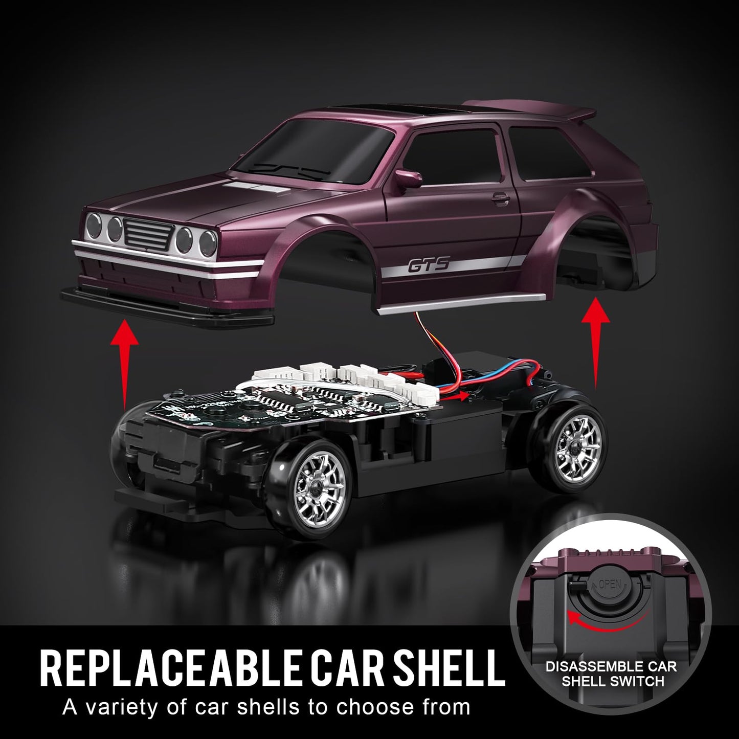 SkyNexus Mini RC Drift Car 1/43 with Gyroscope, 4WD Full Proportional RC Car, 2.4GHZ Hobby Grade Remote Control Cars, RTR Model Vehicle, 20+KM/H High