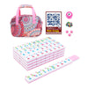 Kyerlish American Mahjong Tile Set with Printed Handbag, 166 Premium Pink Tile and Accessories, Portable and Stylish Mahjong Set, Mahjong Game Set