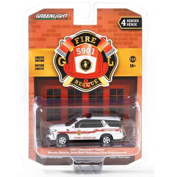 Greenlight Collectibles 1/64 2021 Chevrolet Tahoe, Mastic Beach NY, Fire & Rescue Series 4 67050-F