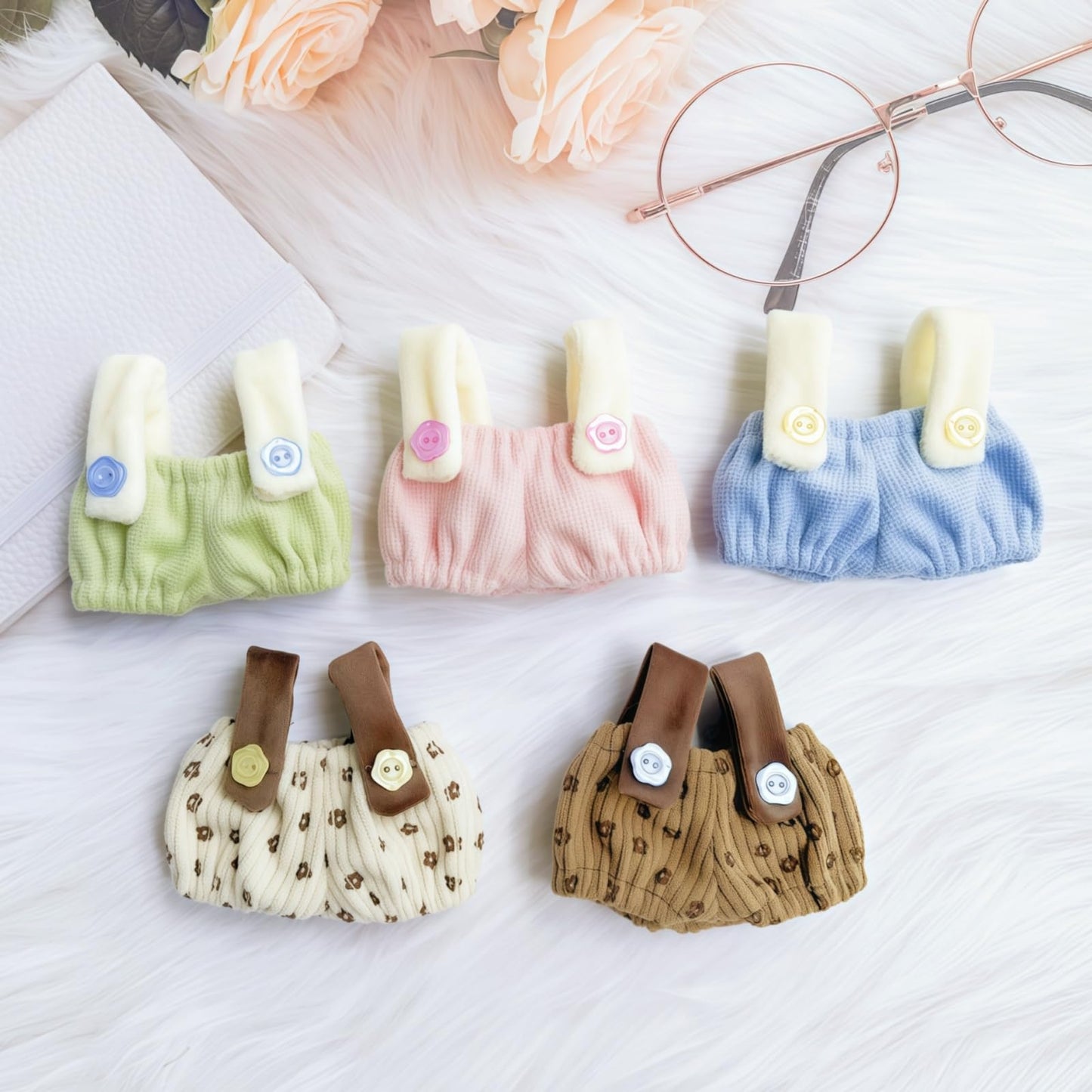 Clothes for Lu bubu 17cm Dolls Accessories(No Doll), Cute Outfit Set 3 Pieces Bib Pants Suitable for 17cm Doll Suit, Stylish Dress Up Overalls Doll