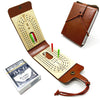 Foldable Travel Cribbage Board Game Set, Portable Leather Cribbage Board with Card & Peg Storage, Includes 6 Pegs & 1 Deck for Adults & Family Game