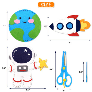 CiyvoLyeen Space Sewing Kit for Kids Solar System DIY Activity Kids Felt Craft Supplies for 7 8 9 10 11 12 Girls and Boys Educational Beginners Sewing