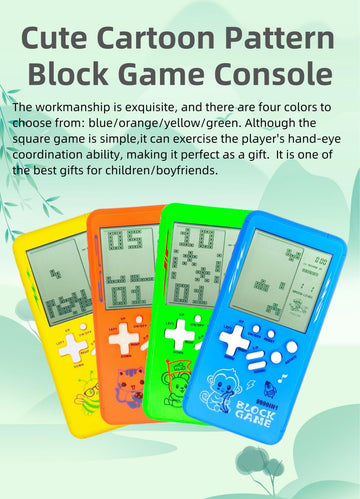TAQY Cute Cartoon Pattern Brick Game Console Built-in Multi-Block Games Racing/Tank Battle Retro Pocket Machine Electronic Game Portable Toys for