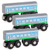 Orbrium 3 Pcs Large Wooden Railway Express Coach Cars, Compatible with Thomas & Friends Push-Along the Tank Engine, Brio, Chuggington Wooden Train
