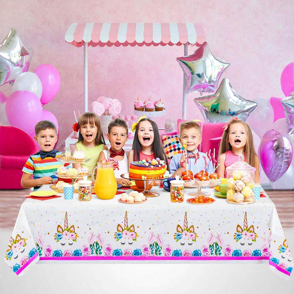 Yarrkc 5 Pack Happy Birthday Table Cover Plastic Themed Party Tablecloth Party Supplies Girls Baby Shower Decorations
