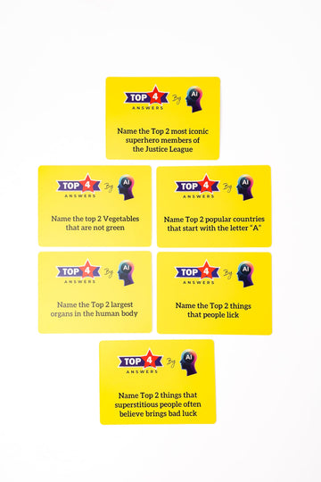 TOP 4 Answers By AI -The Ultimate Guessing Game! Fast-paced party fun for Family and Group Game Night. Easy to learn, rounds of hilarious competition