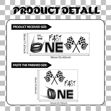 Fast One Birthday Racing Decal, Fast One 1st Birthday Backdrop Decor, Race Car Theme Decor for Boys?Black Car Bday Arch Backdrop Decal, for Party