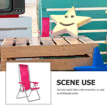 STOBOK 2PCS Miniature Folding Beach Chairs Mini Dolls House Furniture Plastic Beach Lounge Chairs Dollhouse Furniture Accessories