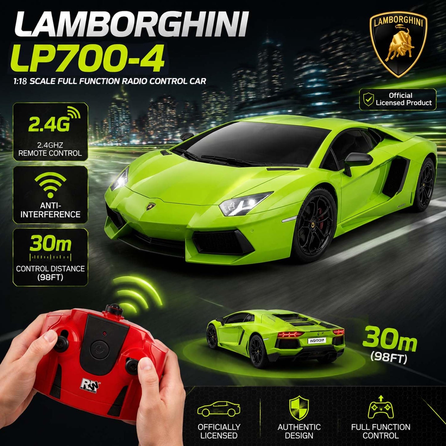 QUN FENG RC Car 1:18 Lamborghini Aventador 2.4G Radio Remote Control Cars