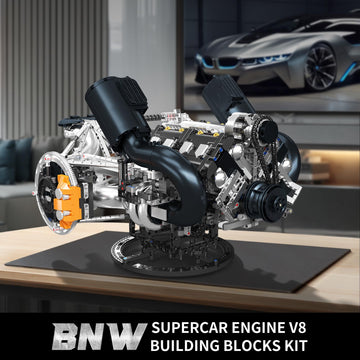 Mould King V8 Engine Building Blocks Sets, V8 Engine Model kit, Build Your Own STEM Model Engine, 8-Cylinder Car Engine Building Engineering Toys