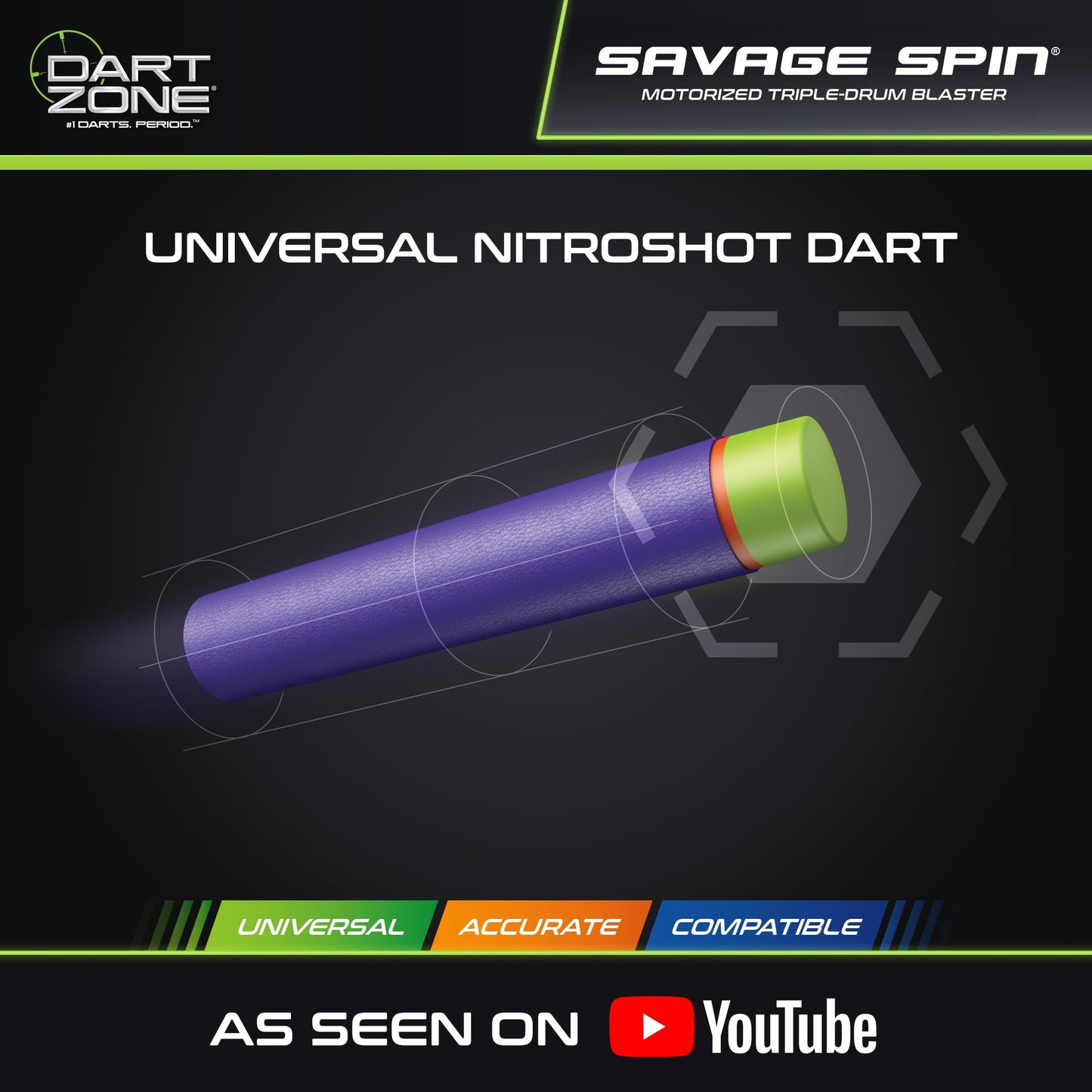 Dart Zone Savage Spin Semi-Auto Foam Dart Blaster - 45-Dart Triple-Drum Motorized Foam Dart Gun - NERF Dart Compatible Soft Bullet Toy Gun for Kids 45