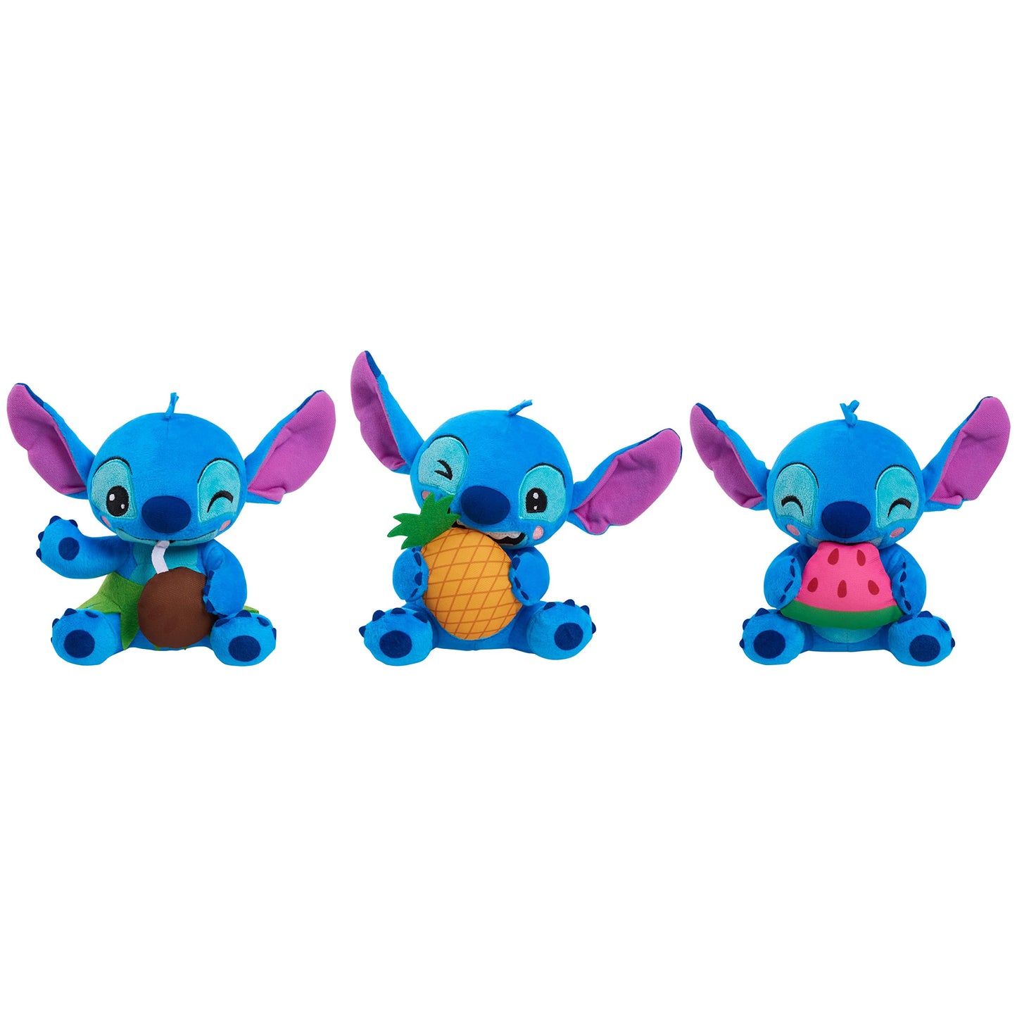 Disney Stitch Small Plush Stitch and Watermelon, Stuffed Animal, Blue, Alien, Kids Toys for Ages 2 Up by Just Play