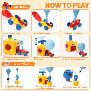 Balloon Launcher Toy Set,Balloon Powered Cars, Inertial Balloon Car, Creative Inflatable Balloon Pump Racing Car,Scientific Experiment Intelligence