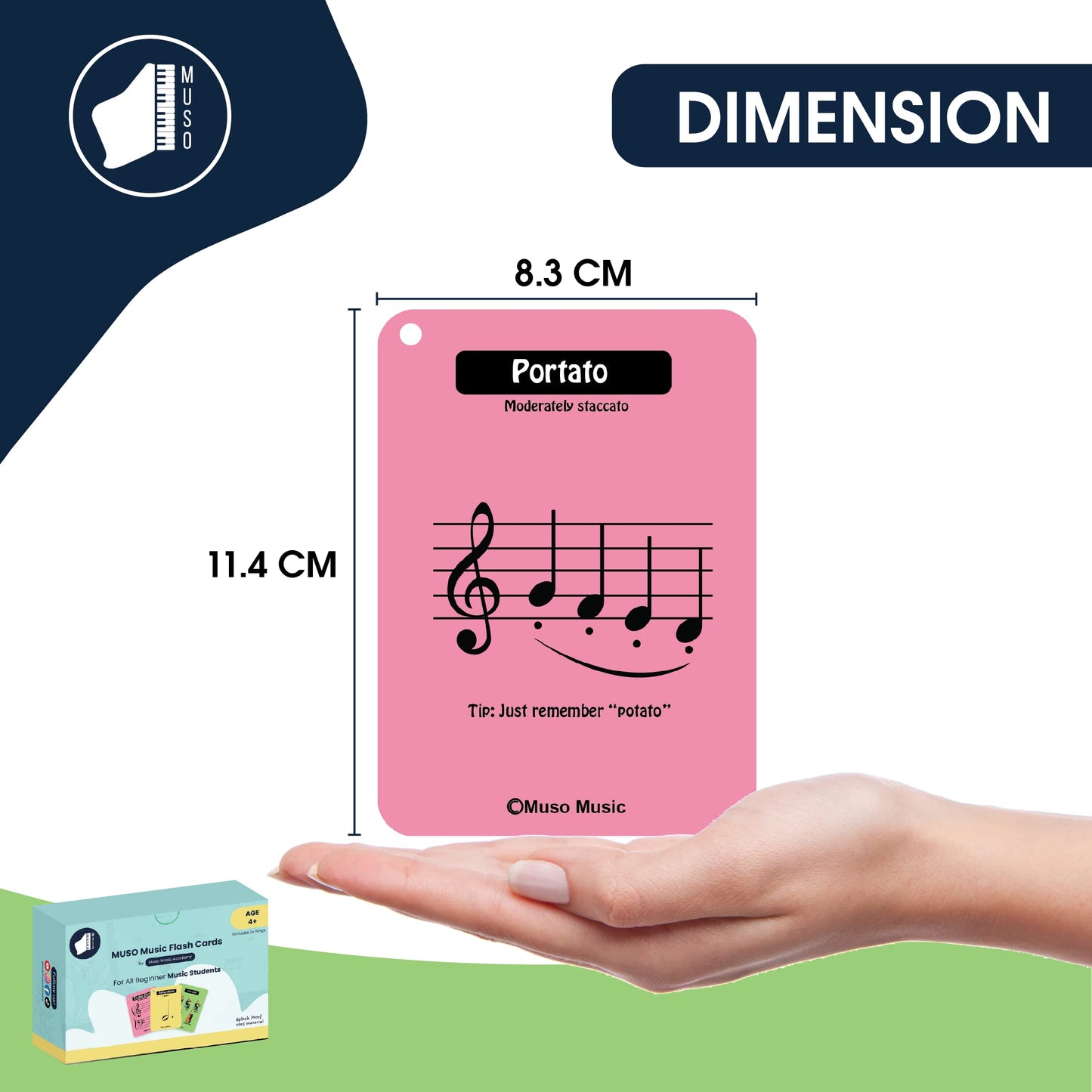 MUSO Music Flash Cards for Beginner Music Students, Improve Sightreading & Musical Terminalogy for Piano Kids & Adults (Solfège)