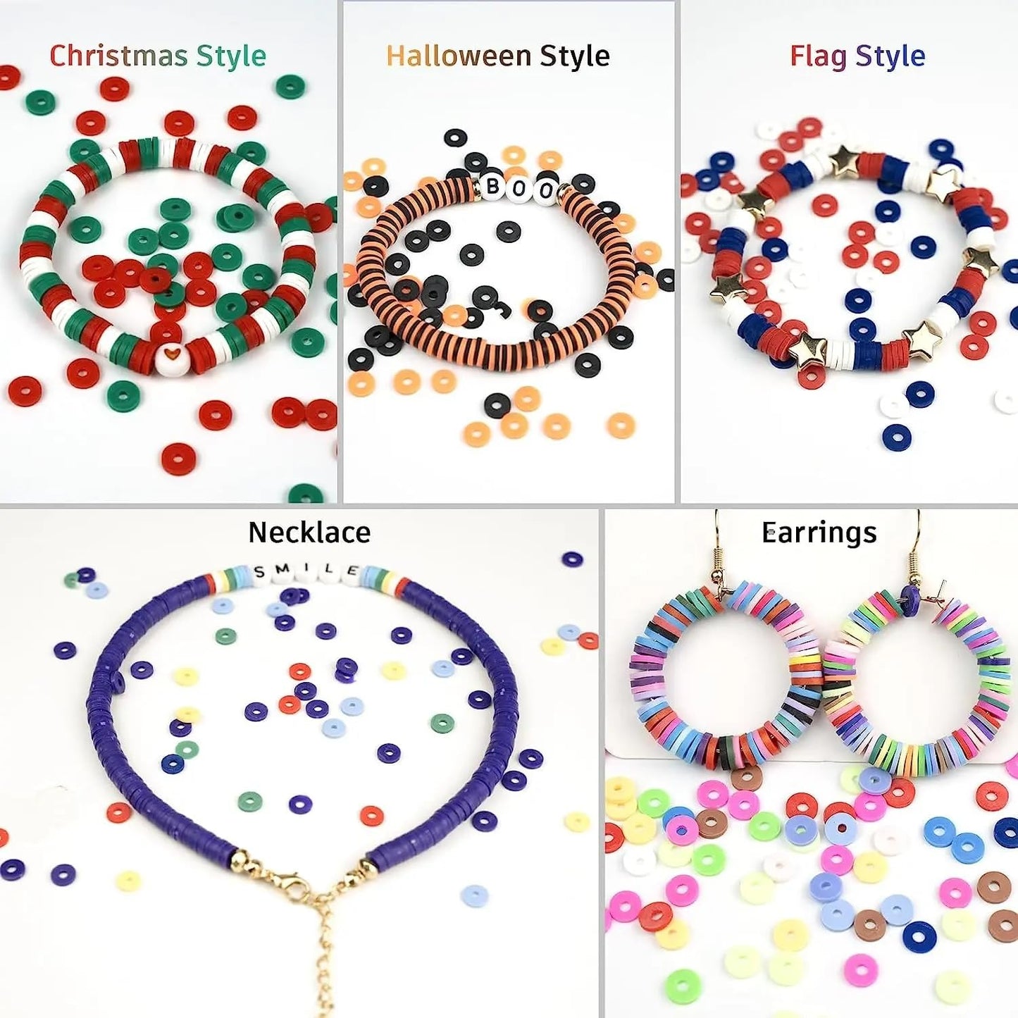 Friog Graduation Teachers Appriciation Gift Jewelry/Bracelet Making Kit 6000+PCS Clay Beads, 24 Colors Flat Preppy Beads for Friendship Jewelry