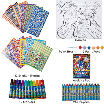 Innovative Designs Sonic the Hedgehog Creative Coloring Canvas Painting and Activity Set for Kids, 1000+ pcs