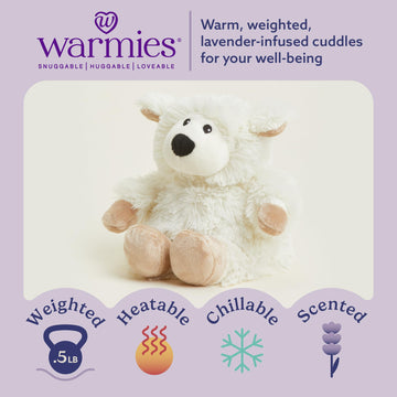 warmies Junior Microwavable & Weighted Stuffed Animals, Sheep - Heated Stuffed Animal for Warmth & Comfort - Lavender Scented Microwavable Plush