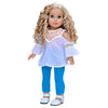 Trendy Girl - 18 inch Doll Clothes - 3 Piece Outfit - White Cotton Blouse, Turquoise Leggings and White Shoes (Dolls Not Included)