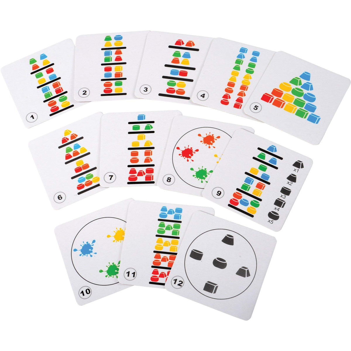 Constructive Playthings 3D Colorful Geometric Balancing Stacker, 25-Piece Block Set