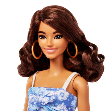 Barbie Loves the Ocean Doll, Brunette with Blue Sundress and Accessories, Doll and Clothes Made from Recycled Plastics