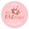 Big Dot of Happiness Personalized 1st Birthday Little Miss Onederful - Custom Girl First Birthday Party Favor Circle Sticker Labels - Custom Text - 24
