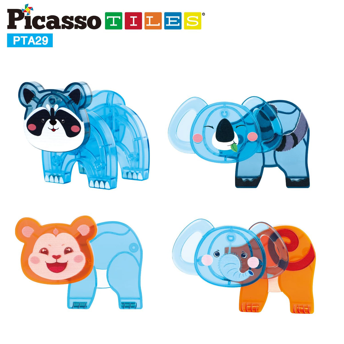 PicassoTiles Magnet Tile Animal Friends Action Figure Playset Mix or Match Figurine Wildlife Character Toy STEM Learning Construction Building