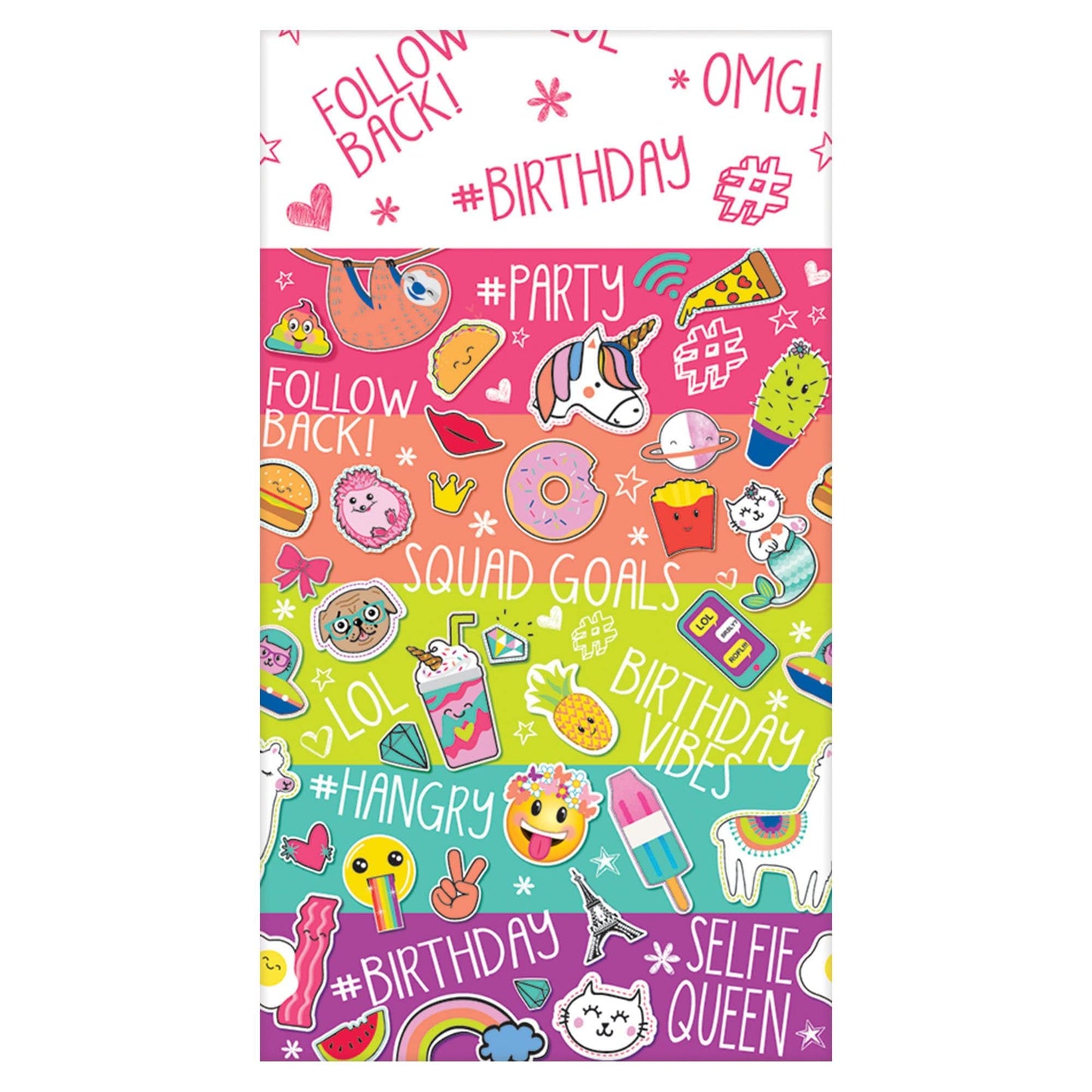 Amscan Selfie Celebration Birthday Table Cover - 54" x 96" -1 Pc