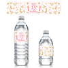 13th Birthday Water Bottle Labels - 20 Pink & Gold Waterproof Stickers for Girls Birthday Party Decorations, Supplies for Teen 13 Year Old Celebration