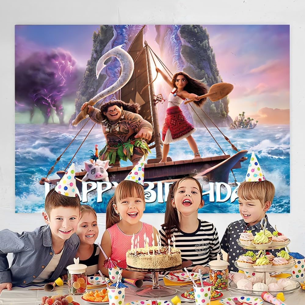 Wall Decor Backdrop for Moanana Birthday Decorations, Birthday Banner for Party Supplies (5x3ft)