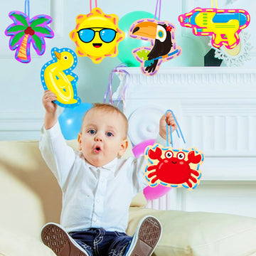 Summer Lacing Cards Sewing Kits For Kids 12 Pack Beach Theme Pool Party Decoration Double Sided Cardboard Lacing Playing Games for Boys Girls