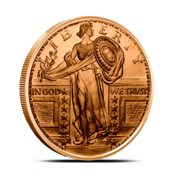 Twenty 1 Oz. Standing Liberty Copper Coin .999 Fine Copper Bullion Art Rounds in Coin Tube by Unique Metals