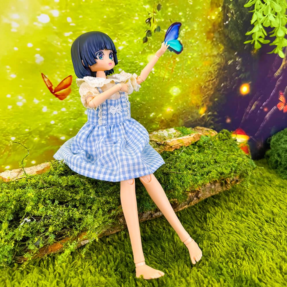niannyyhouse Doll Clothes Shirt and Suspender Skirt Set Compatible with Blythe, OB24, Ball Jointed Dolls, Dress Up Accessories (Blue)