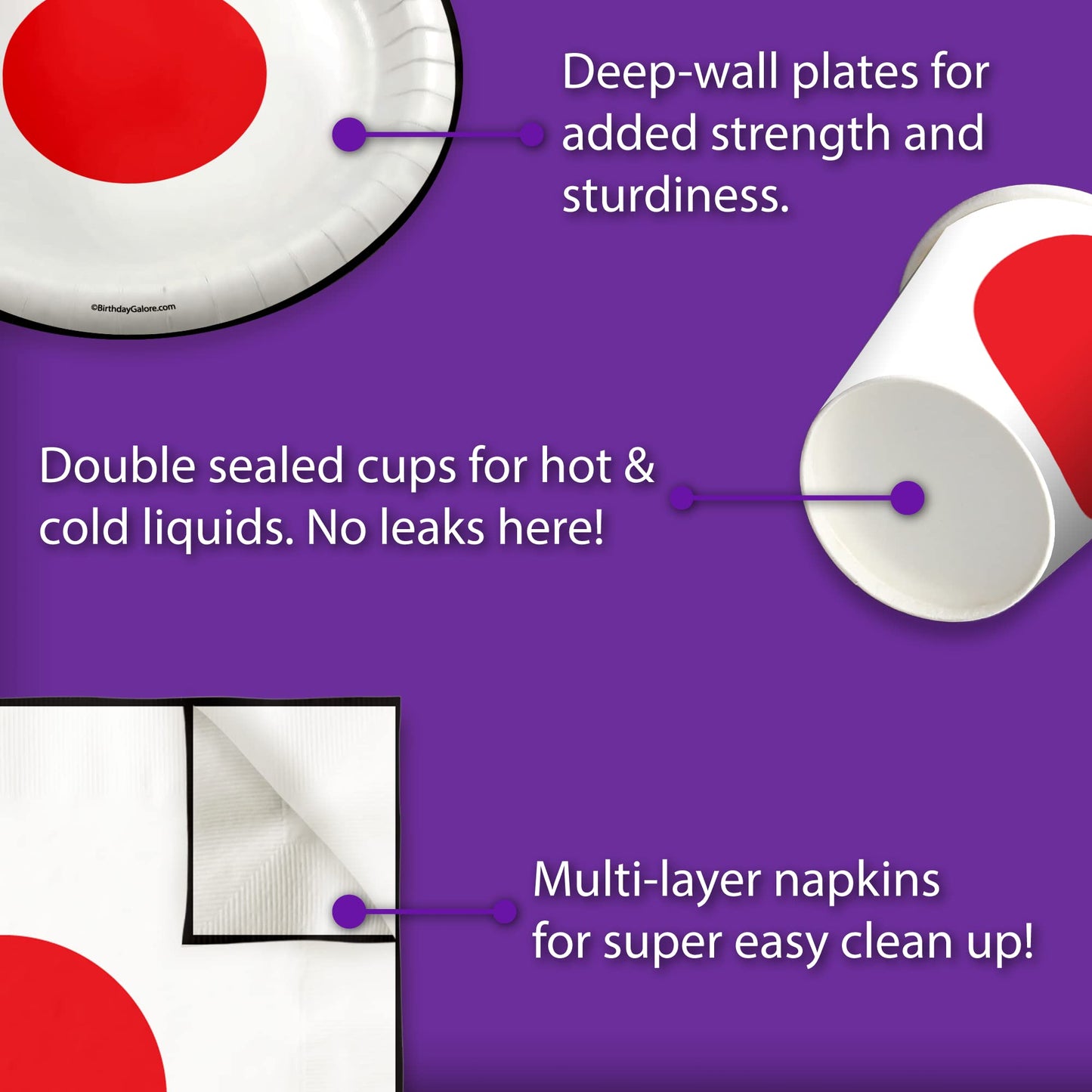 Japan Flag Birthday Party Supplies Set Plates Napkins Cups Tableware Kit for 16