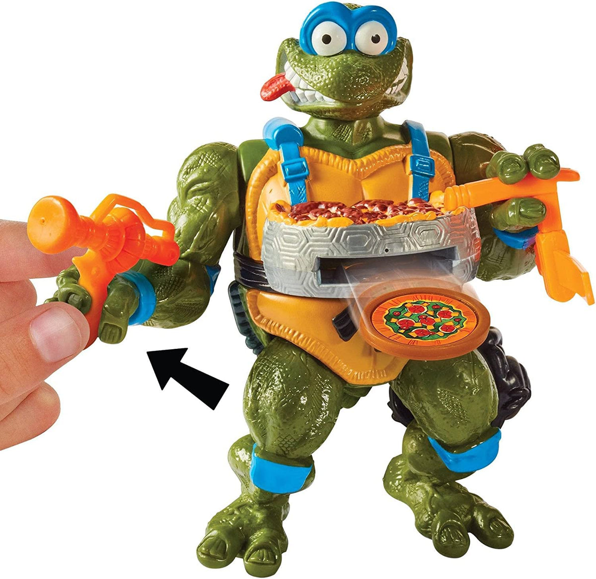 Teenage Mutant Ninja Turtles PlayMates TMNT Pizza Tossin Leo, 5/'' Figure, Launch Pie Discs!