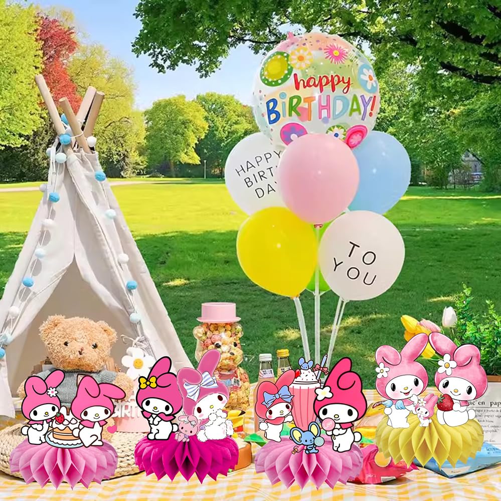 8Pcs Melody Honeycomb Table Centerpiece, Melody Birthday Party Supplies Table Decorations for Kids Party Decorations