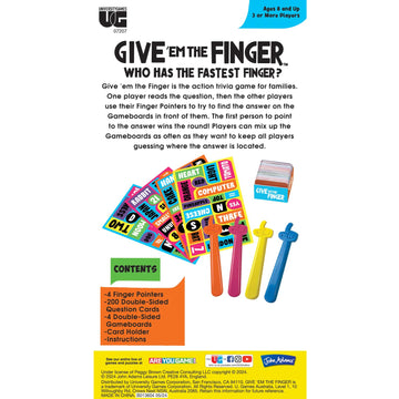 University Games, Give 'em The Finger Game, Action Trivia Game for Families, Think, Find, Point! Who Will Point The Finger First? for 3-6 Players