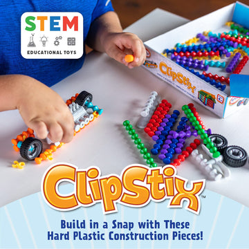 POPULAR PLAYTHINGS Clipstix Building Sticks Kit for Kids, Construction Stem Building Gift for Boys & Girls, Playstix - 100 Piece