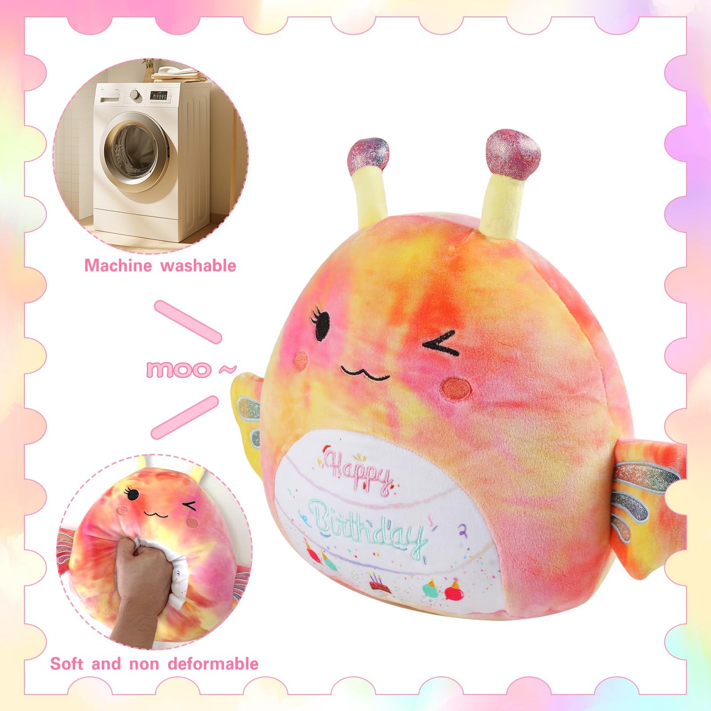 AWNOGKUE Stuffed Animal Butterfly Plush Toys 12 Inch Soft Unicorn Plushies Pillow Cute Rainbow Plushies Room Decoration Birthday Gifts for Kids