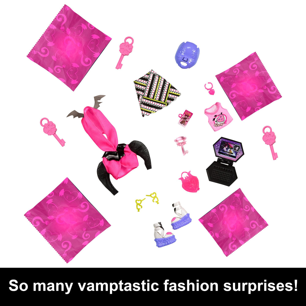Monster High Skulltimate Secrets Neon Frights Doll & Accessories, Draculaura with Dress-Up Locker & 19+ Surprises