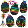 Koogel Easter Egg Scratch Art Set, 36 PCS Rainbow Scratch Art Mini Notes with Colorful Ribbon and Wooden Stick Crafts for Kids Party Favor Easter