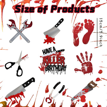 9PCS Have a Killer Birthday Party Decoration, Halloween Horror Theme Honeycomb Centerpieces Horror Blood Knife Party Supplies Bloody Horror Movie