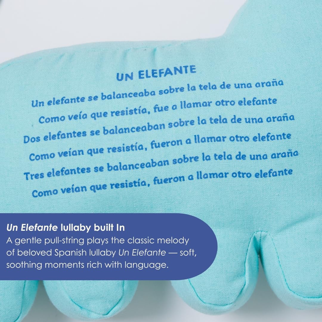 Birdsong Bilingual Baby Toy - Spanish & English Elephant Plush, Musical & Sensory Toy for Babies, Teaches First Verbs, Plays “Un Elefante” Lullaby