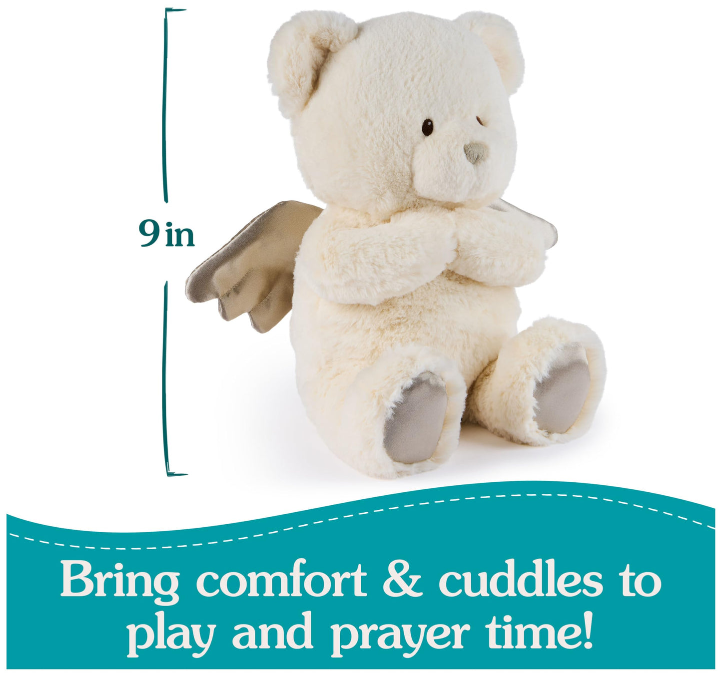 GUND Prayer Angel Teddy Bear with Wings 9” Plush, Recites Prayers, Ages 0+