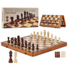 VEVOR 15-inch Magnetic Wooden Chess Set, 2-in-1 Folding Chess and Checkers Game for Adults and Kids, Portable Travel Chess Set with 2 Queens, Ideal