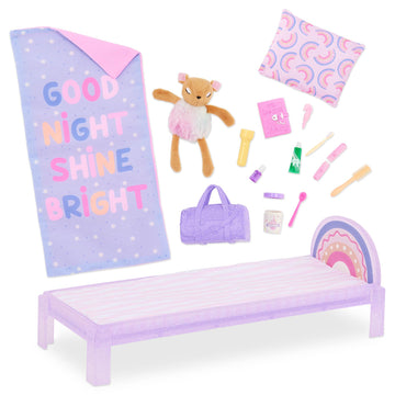 Glitter Girls - 14-Inch Fashion Doll - Pink Hair & Violet Eyes - Fluffy, Multicolored Onesie - Bed & Accessories - 3+ Years - Rafa & Bedtime Playset