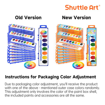 Shuttle Art 24 Pack Watercolor Paint Set, 8 Colors with Paint Brushes & Color Wheels, Washable for Kids & Adults, Suitable for Classroom, Parties